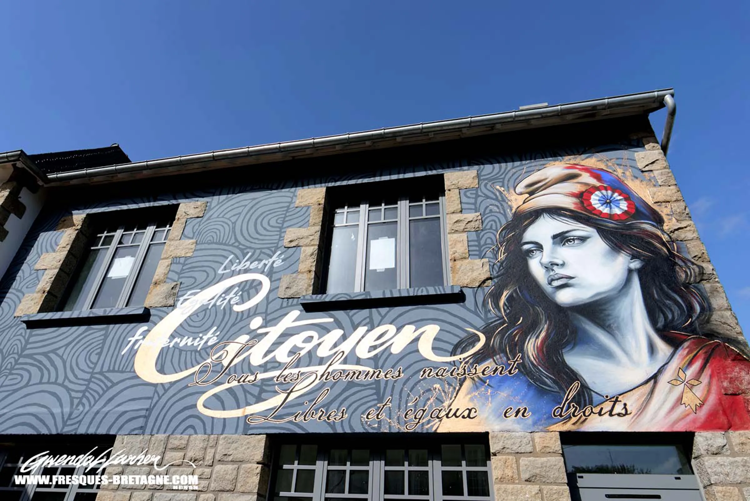 Dessin préparatoire du portrait de la Marianne, fresque de la mairie de Trémel